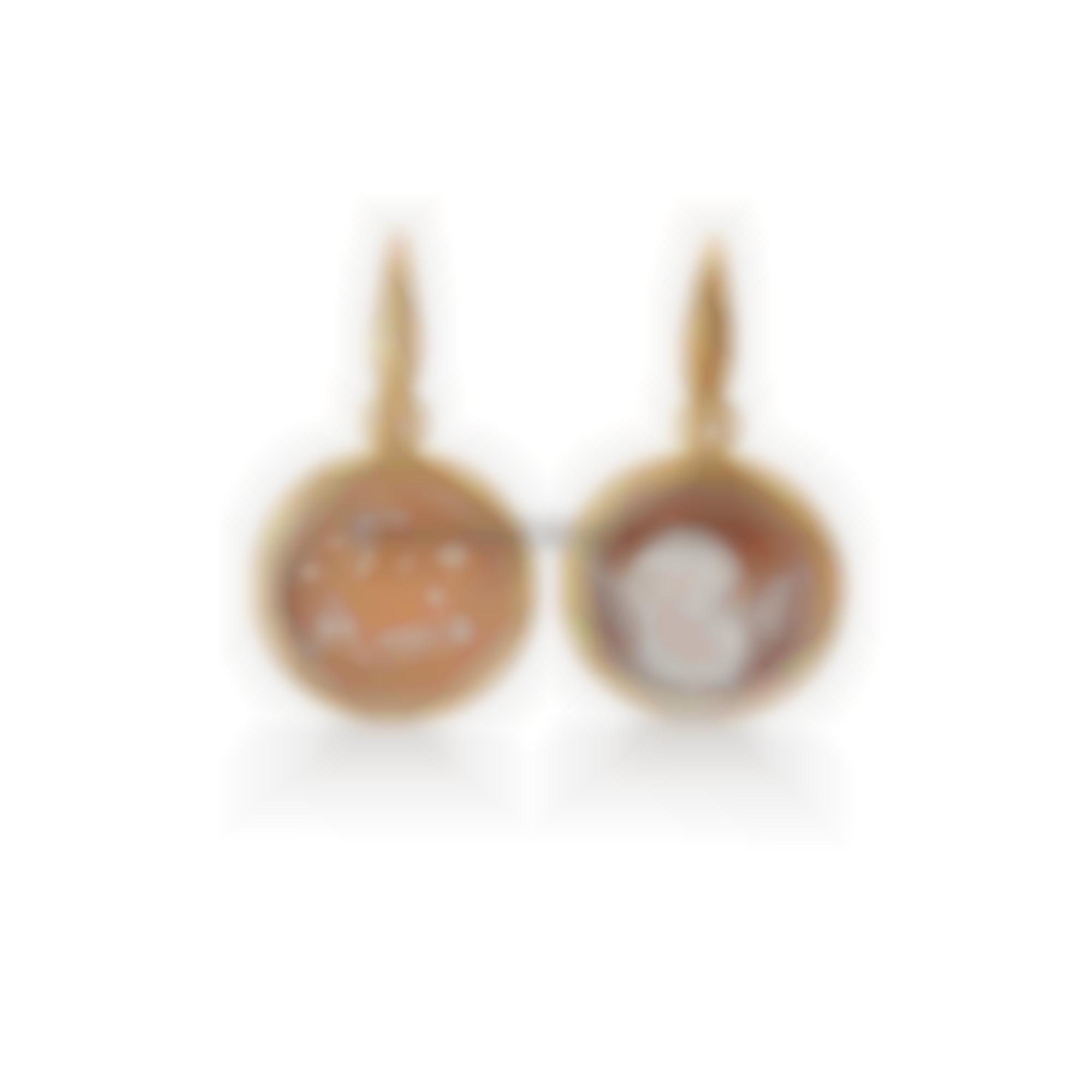 Earrings made with natural cameos set in silver