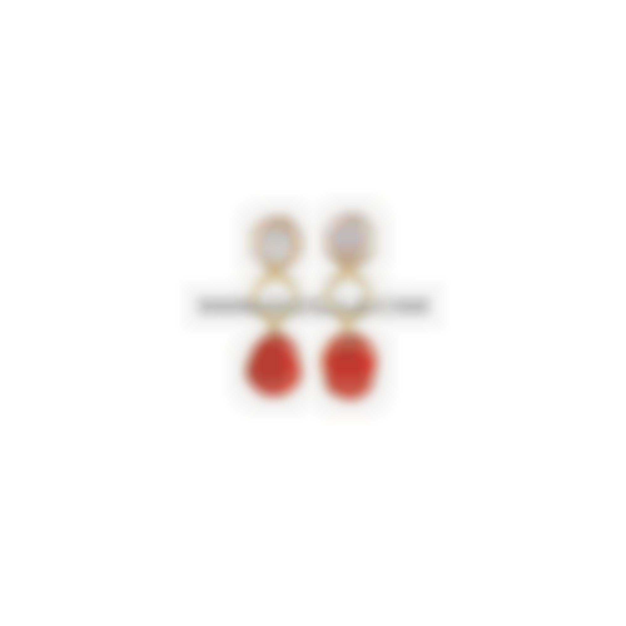 Earrings set in silver with mop and natural coral
