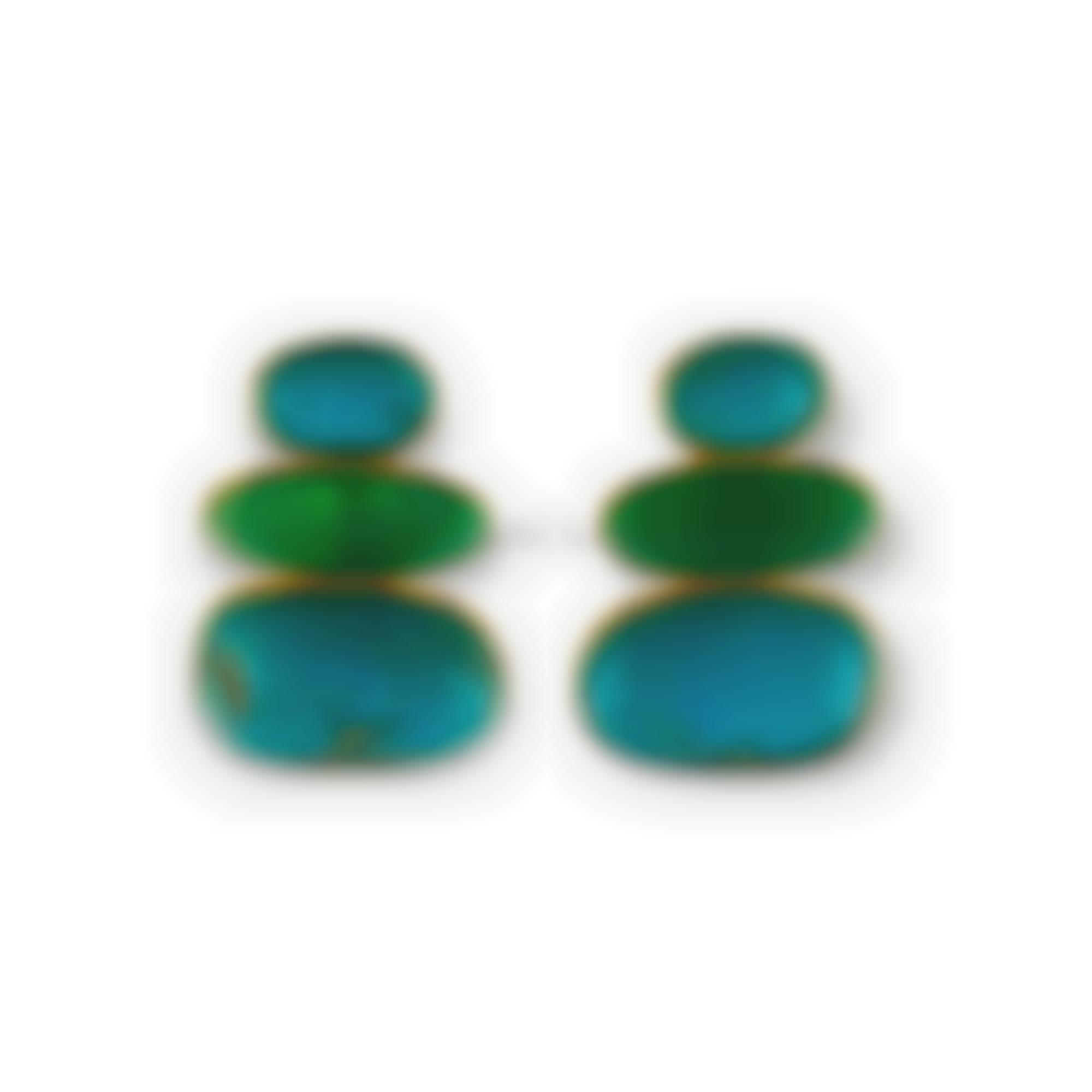 Earrings with green onyx and turquoise