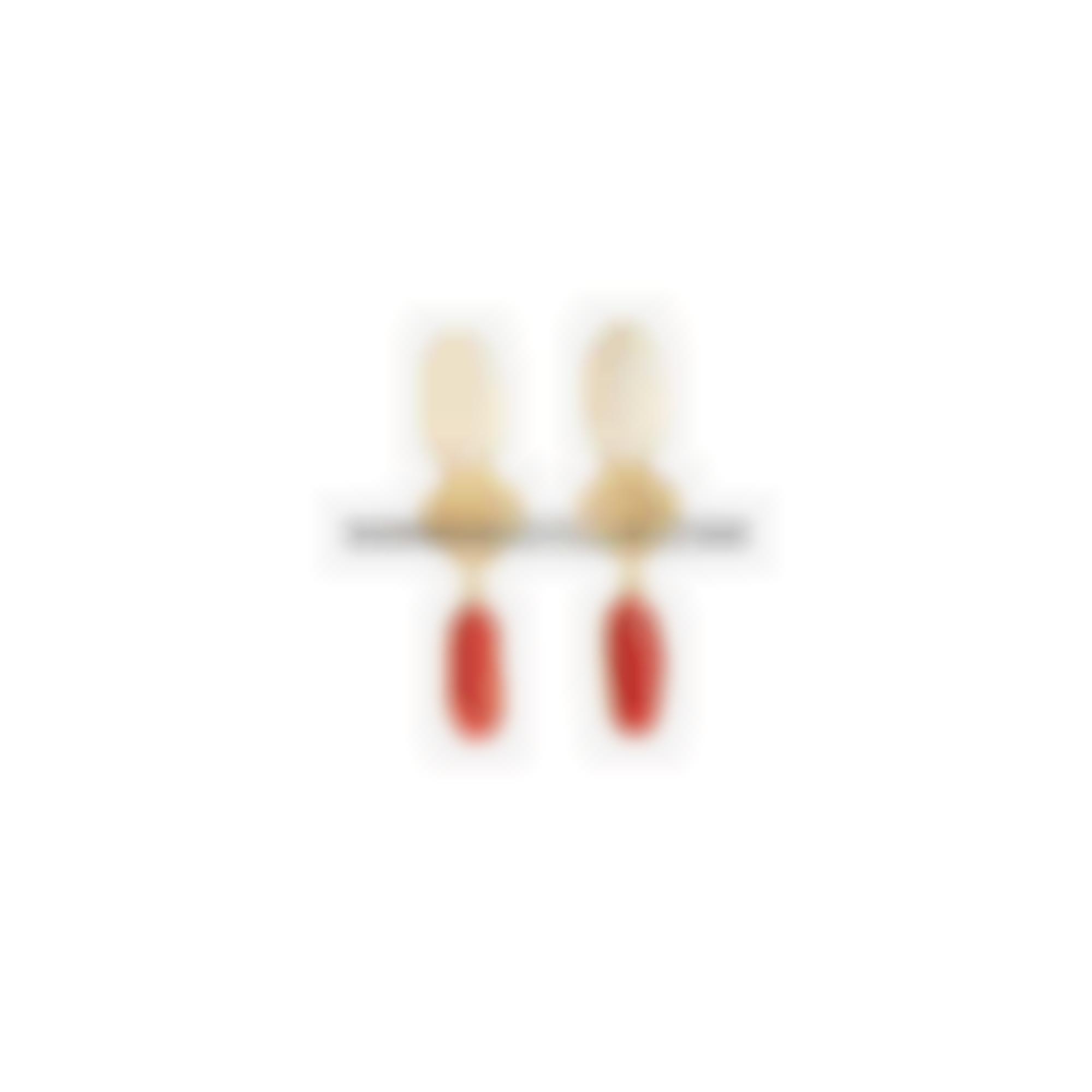 Natural red coral set in silver 