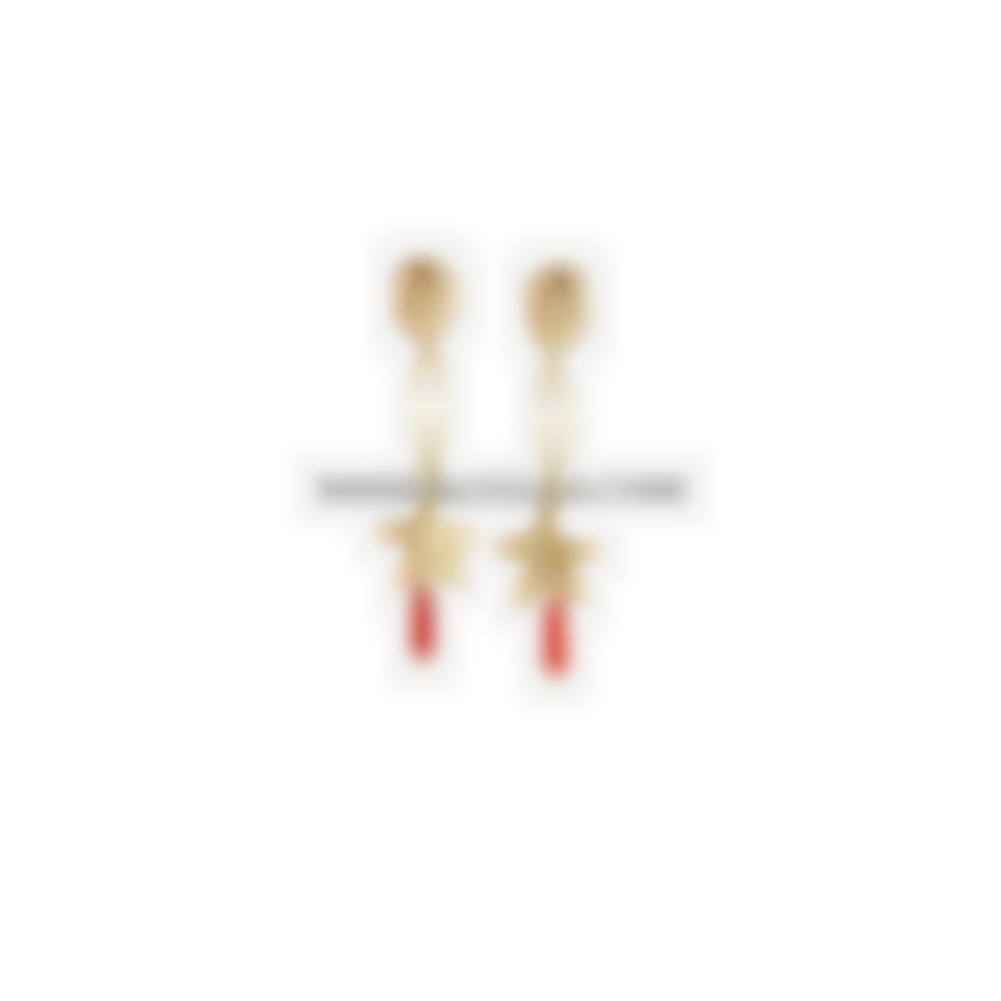 Small drops natural italian coral set in silver 925