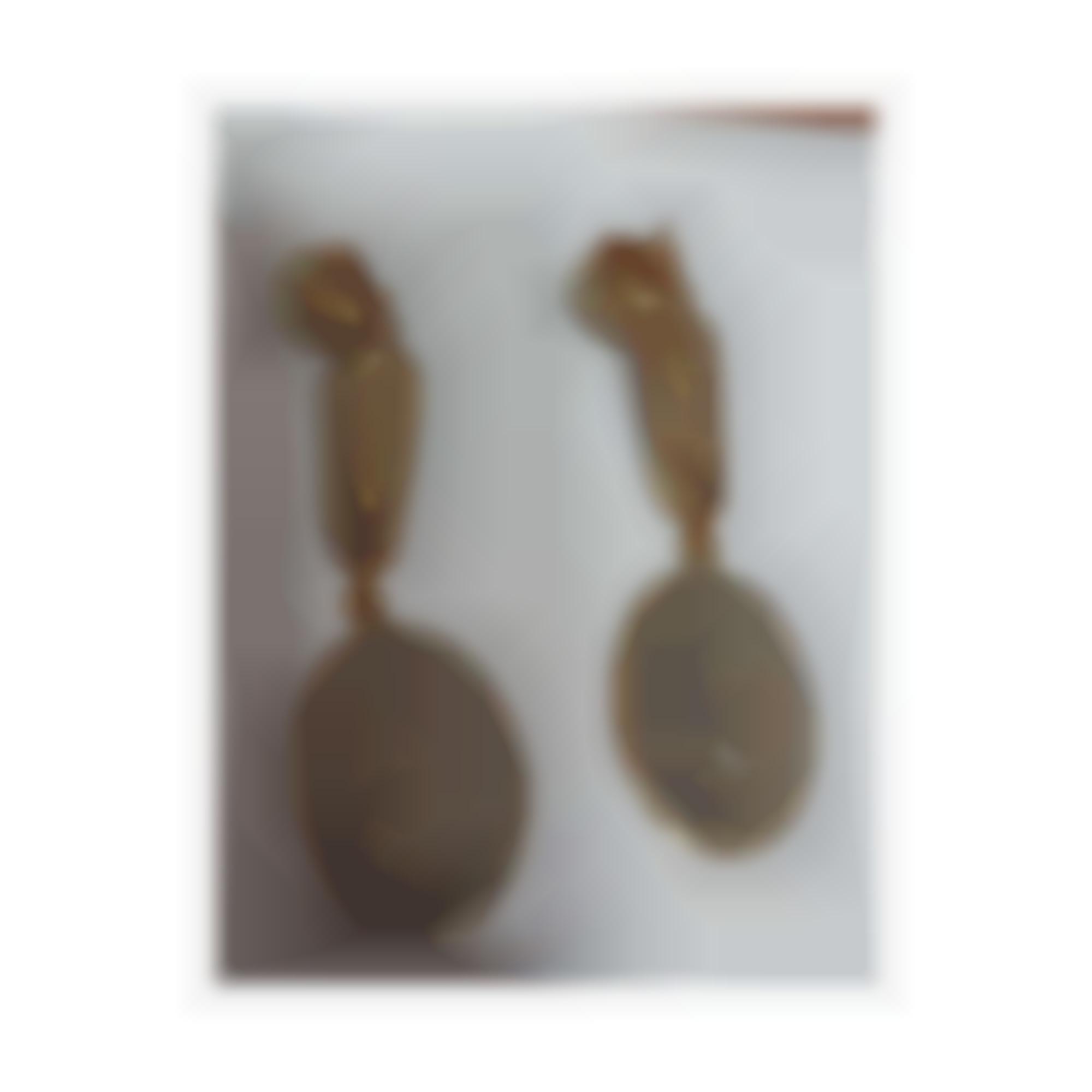 Earrings set in silver with cameos carved natural lava stones