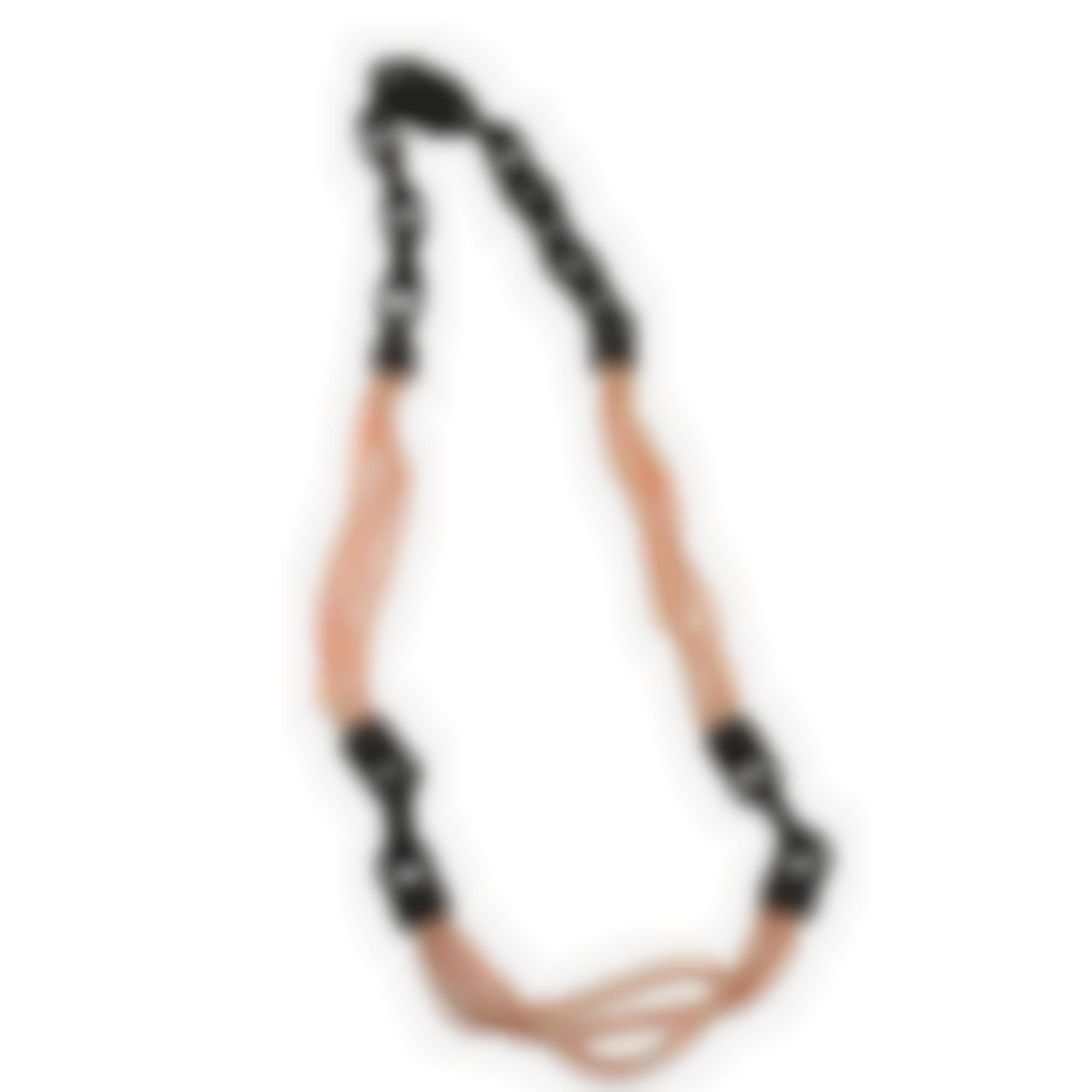 Collana ebano 3 elementi corallo rosa 