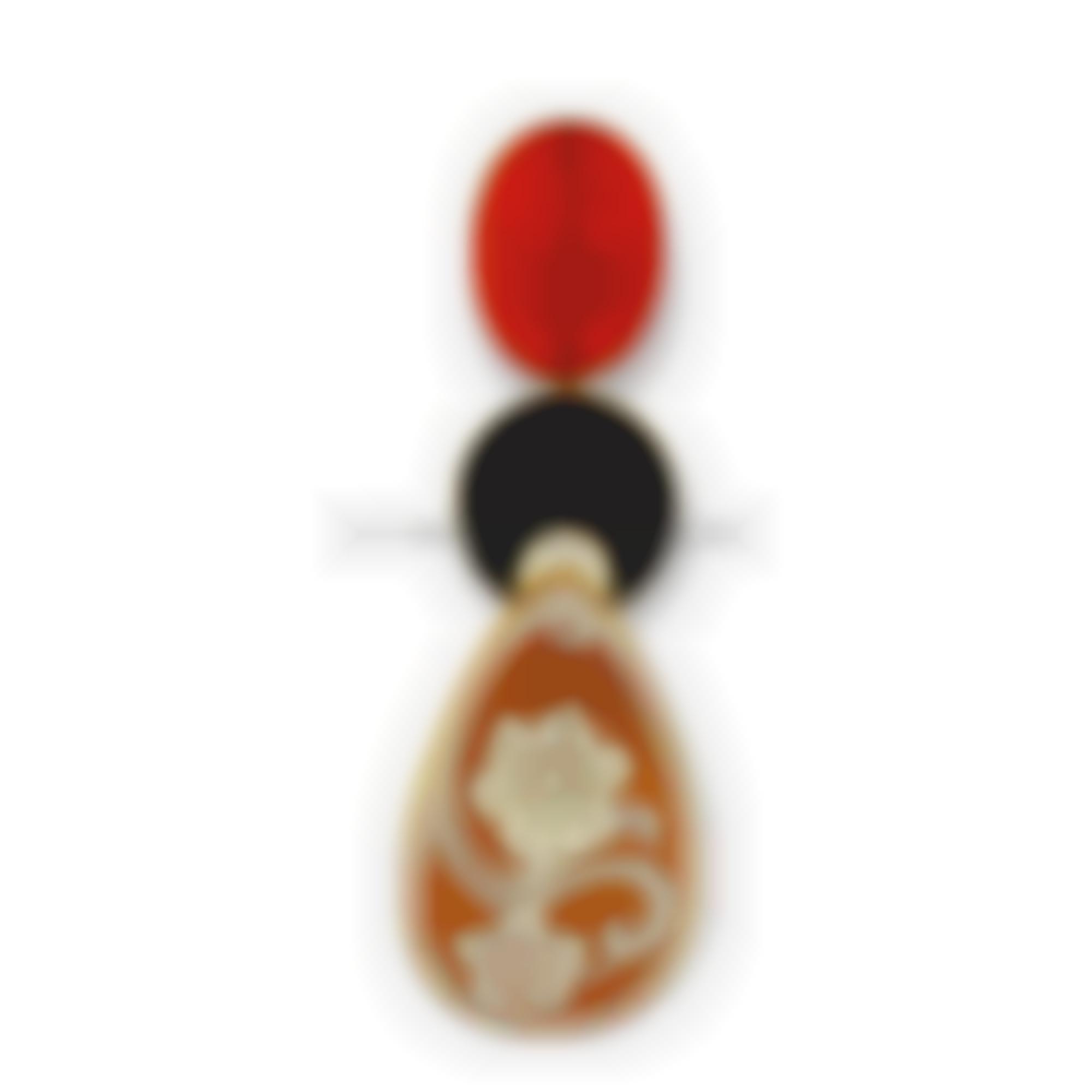 Pendant set in silver 925 with natural coral and stones 
