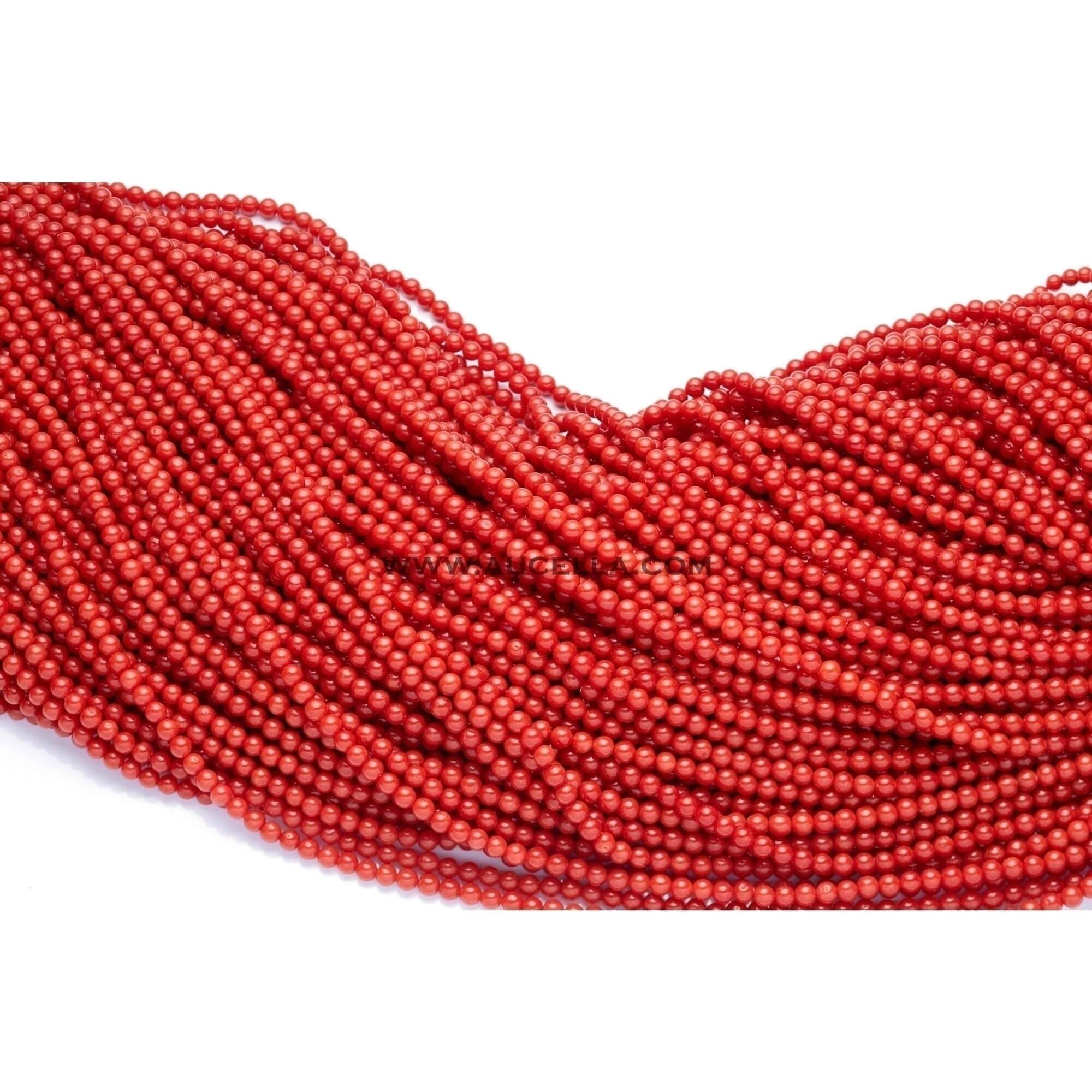 Collane in corallo rosso pallini mm 2