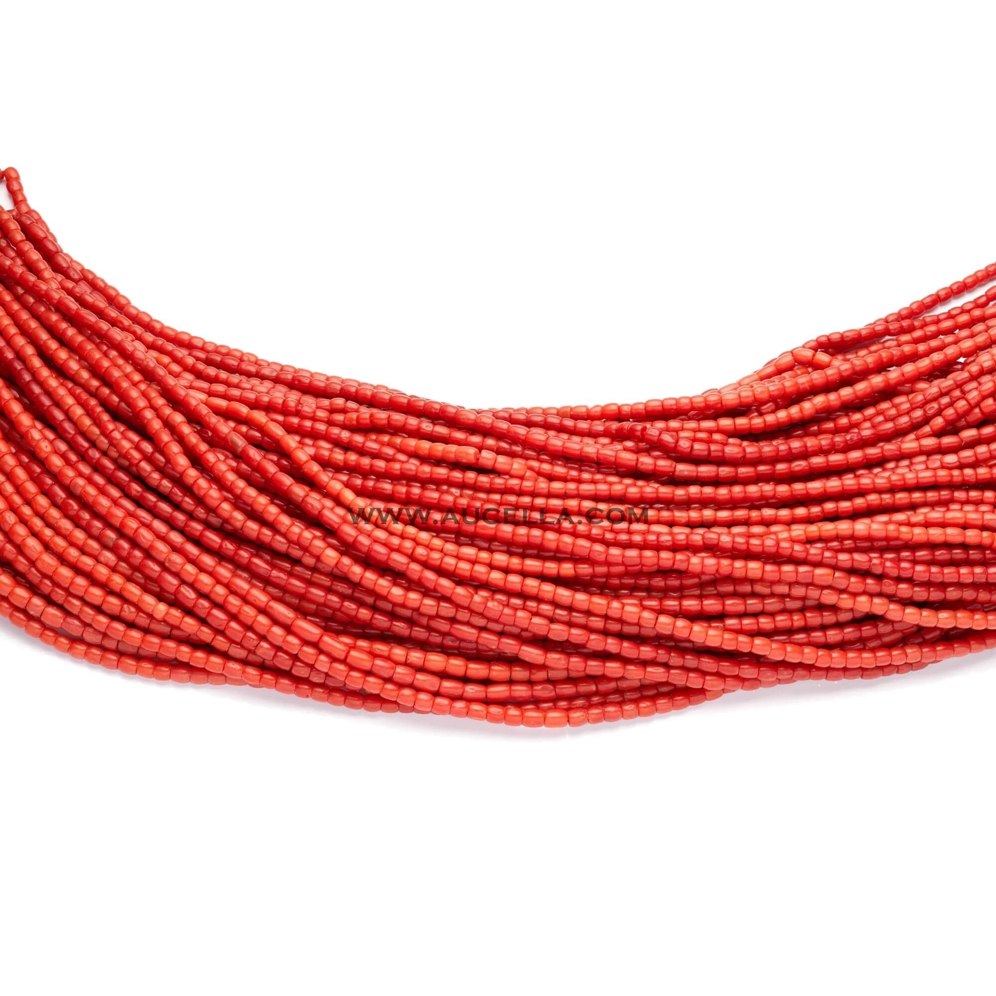Natural red coral barrels AB quality size mm 3-4