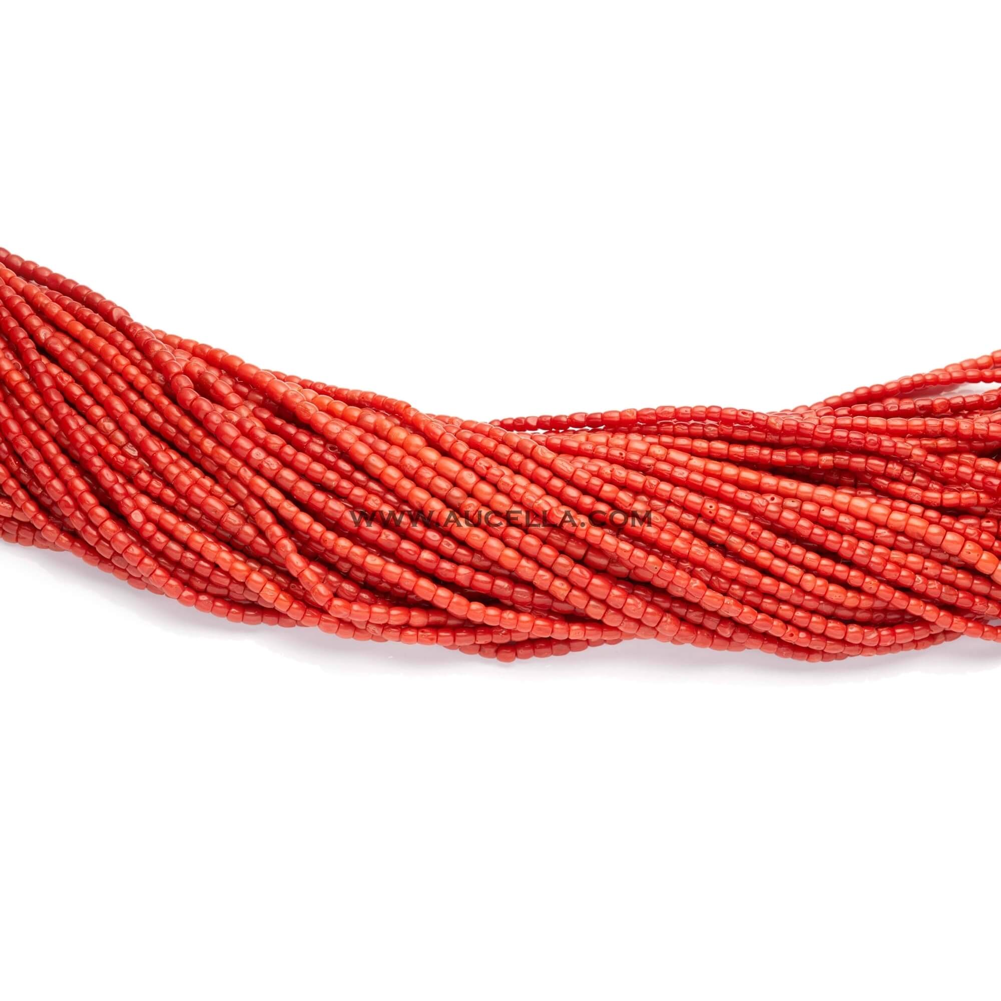 Natural red coral barrels second quality size mm 3-4