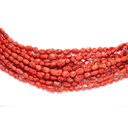 Natural red coral nuggets shape graduated