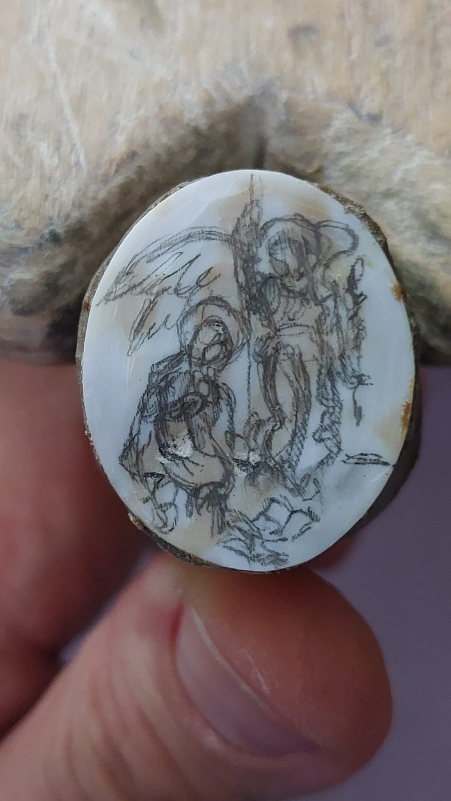 Annunciation scene on cameo