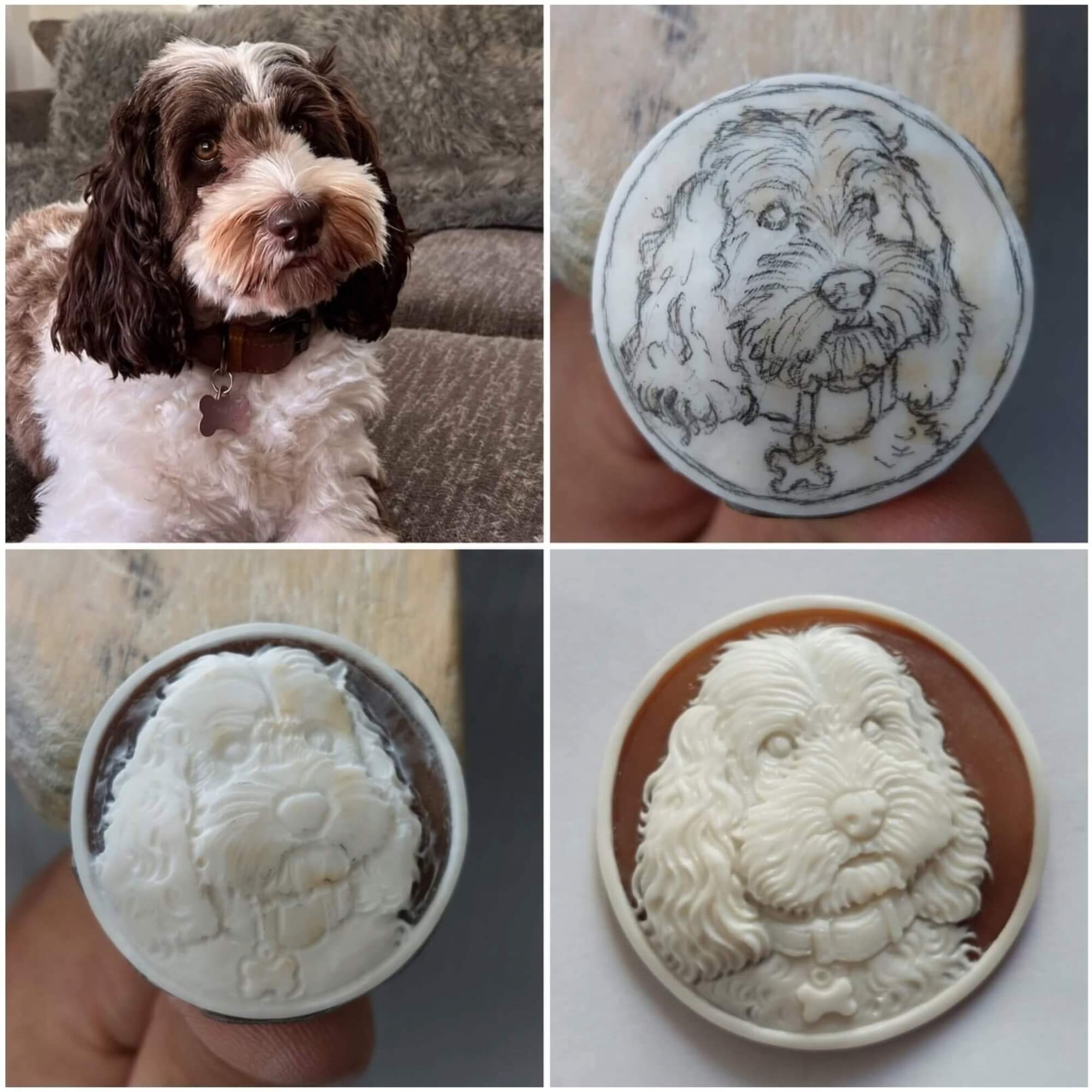 Handmade carving on natural seashell