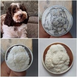 Handmade carving on natural seashell 