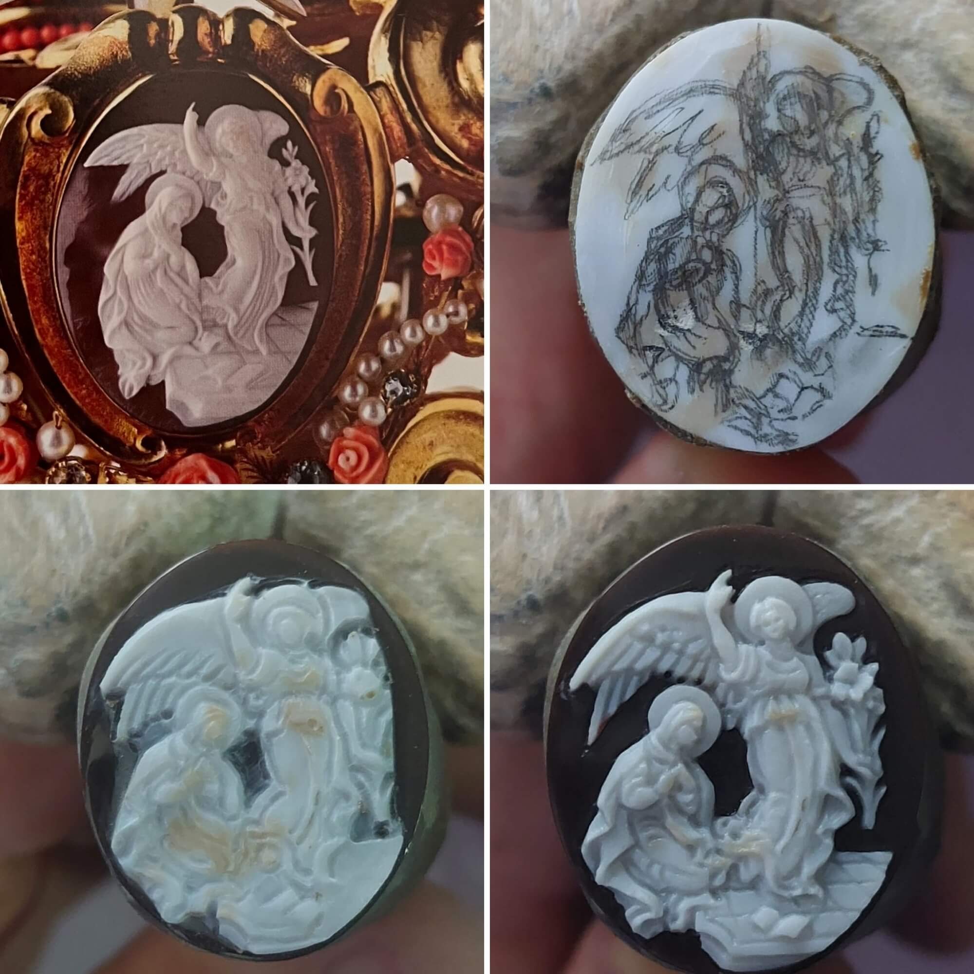 Annunciazione inciso su conchiglia 