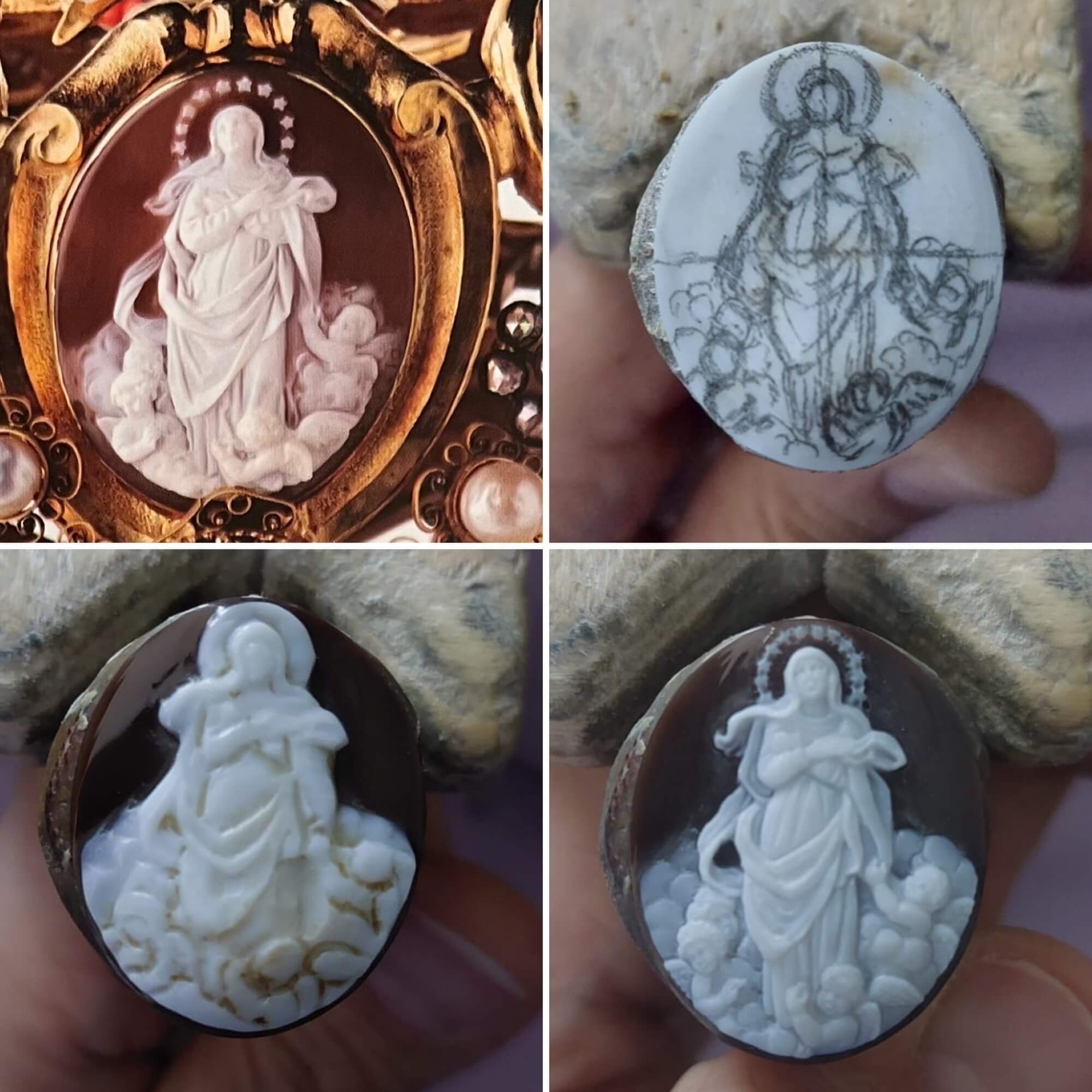Virgin Mary of the Assumption engraved on cameo