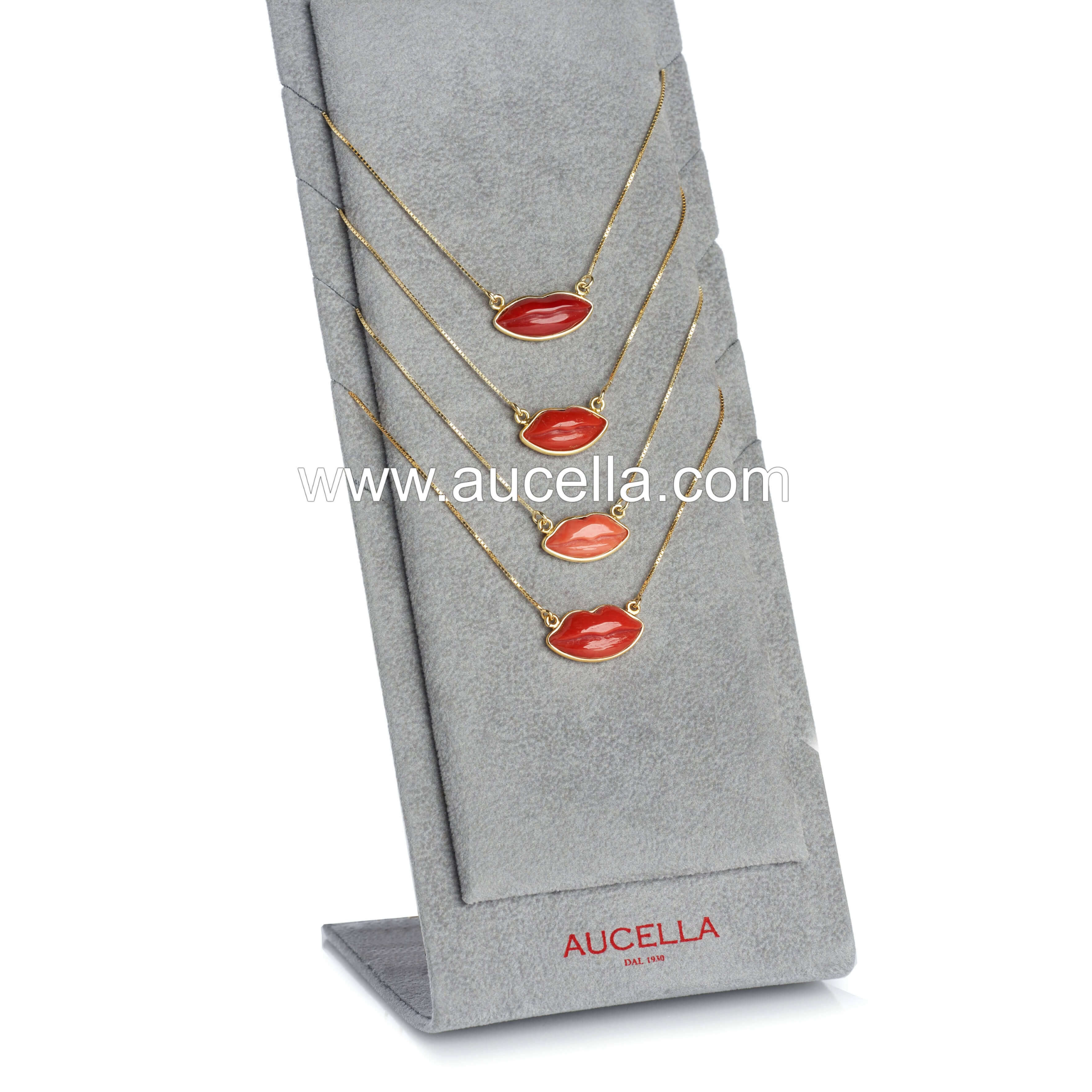 Necklace with coral mouth and silver setting