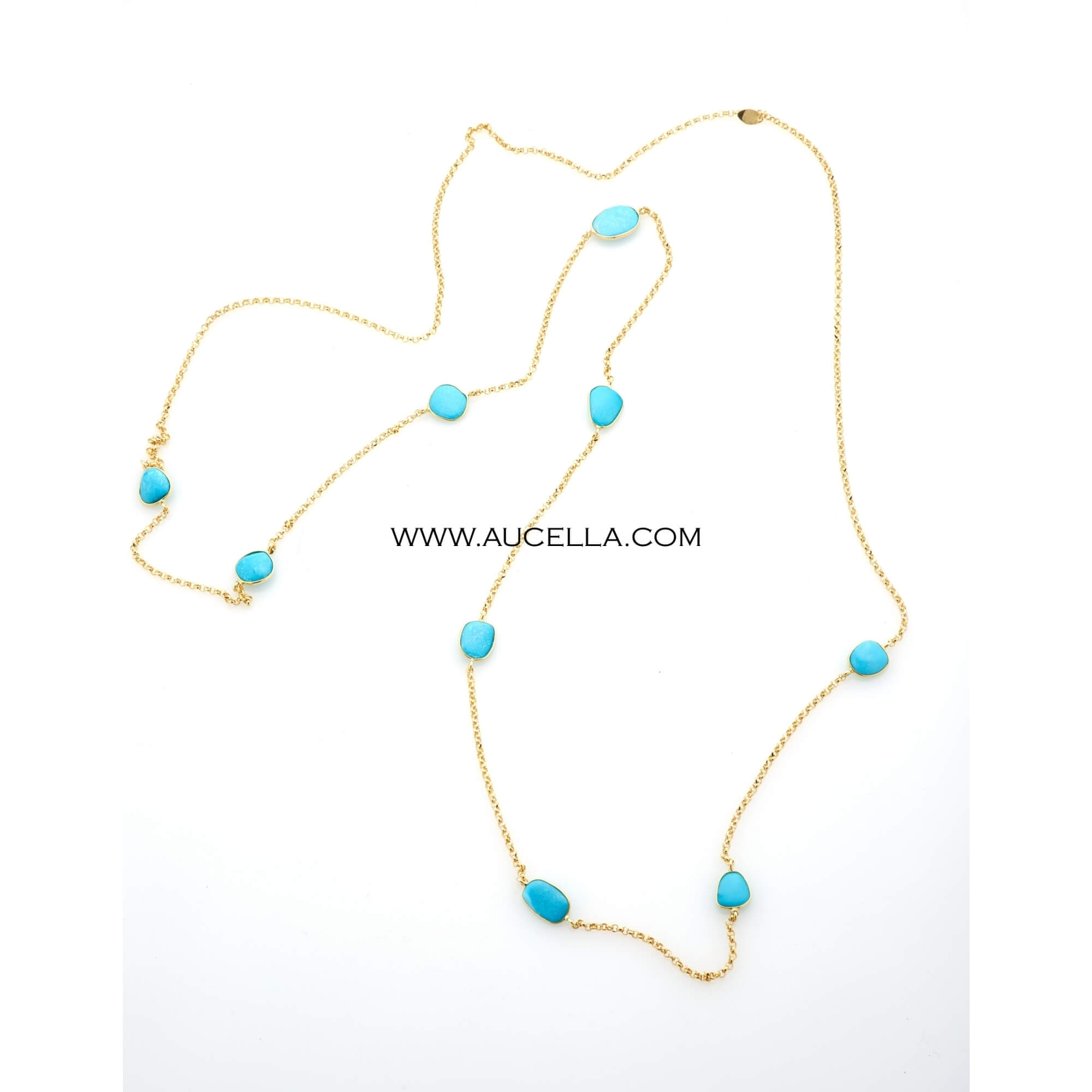 Collana con turchese naturale in argento giallo