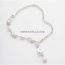 Collana con catena doppia in argento bianco