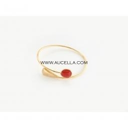 Bracelet set in silver 925 with natural red coral cabochon 