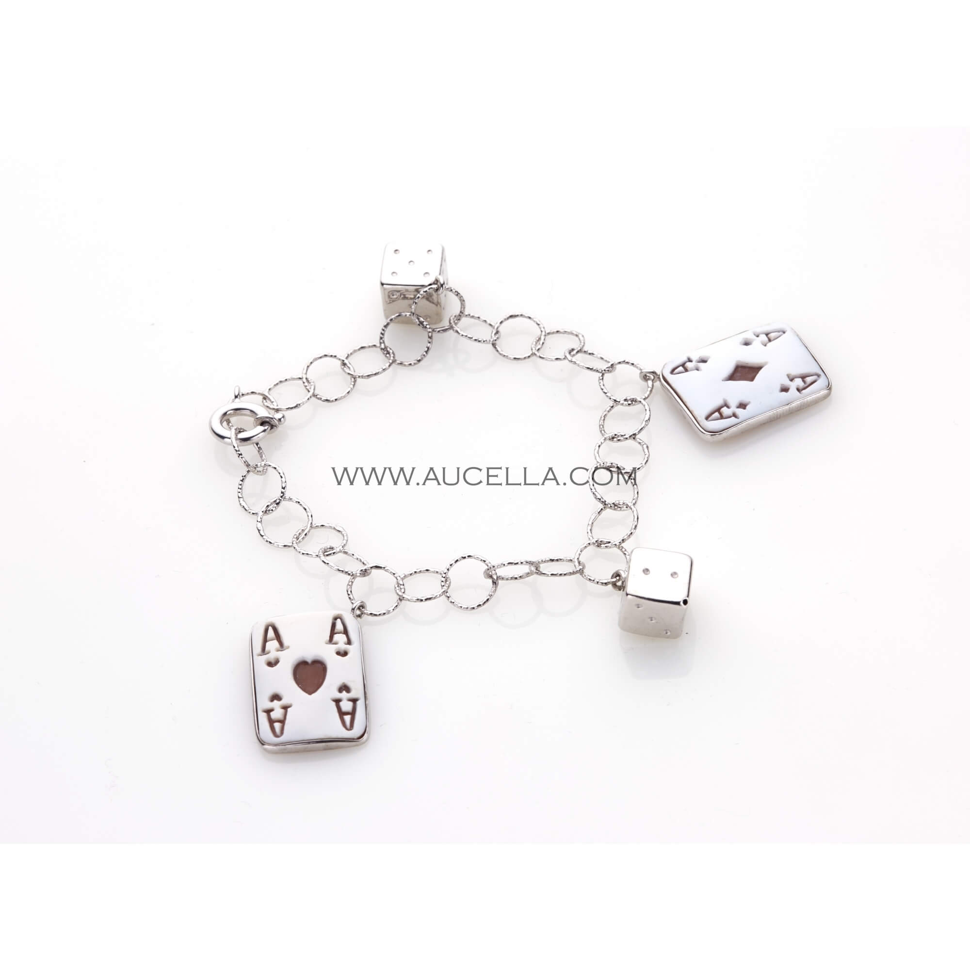 Bracelet with french cards cameo and silver 