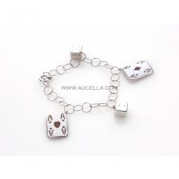 Bracciale con cammei carte da gioco e argento