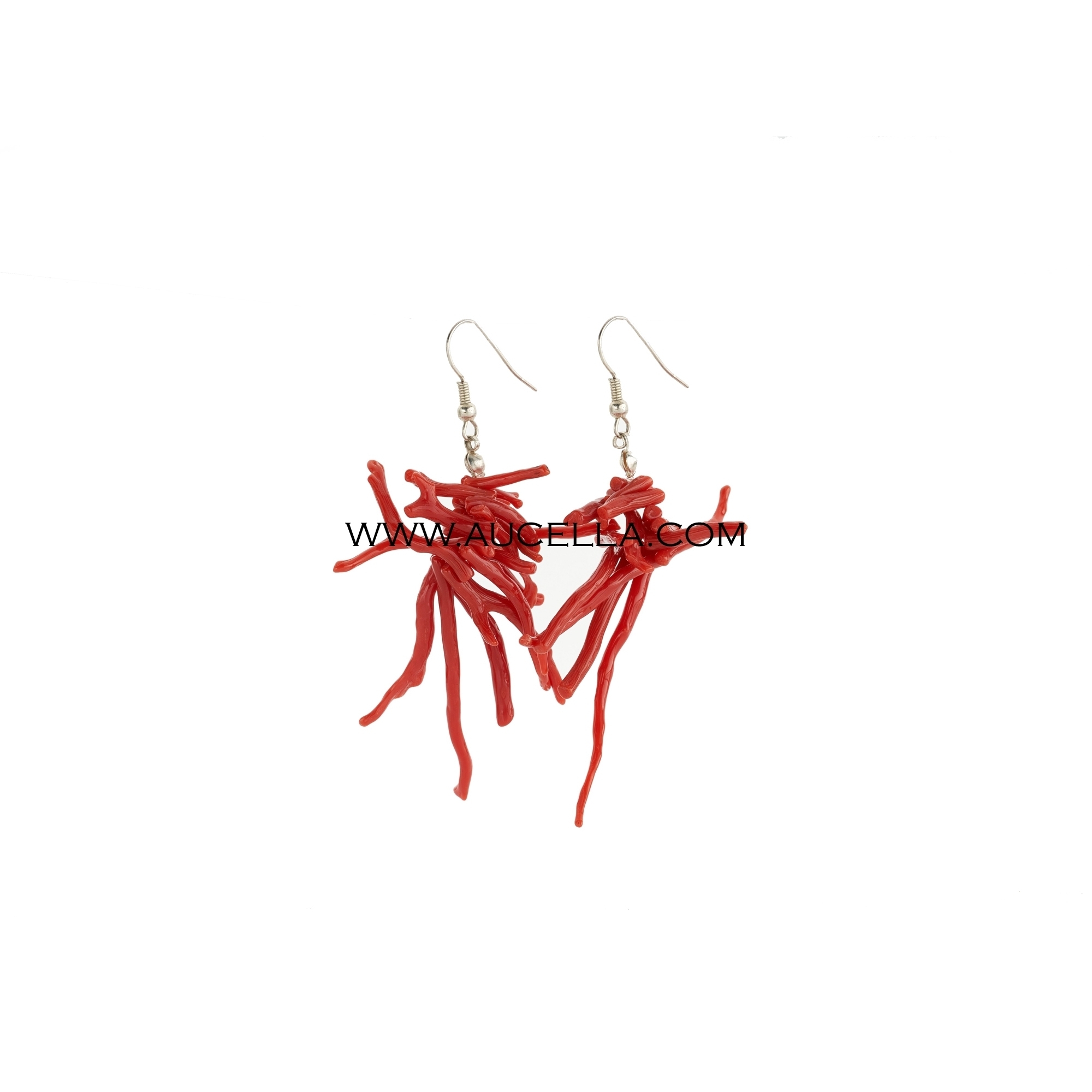 Earrings coral set in silver 