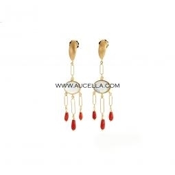 Earrings with natural coral and silver 