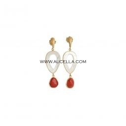 Mop and natural red italian coral set in silver 925