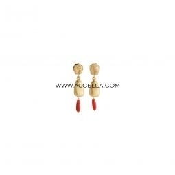 Red natural coral set in silver 925 