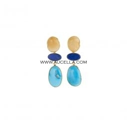 Earrings set in silver 925 with lapis turquoise and acquamarina 