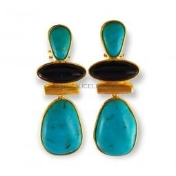 Natural turquoise stabilized set in silver 925