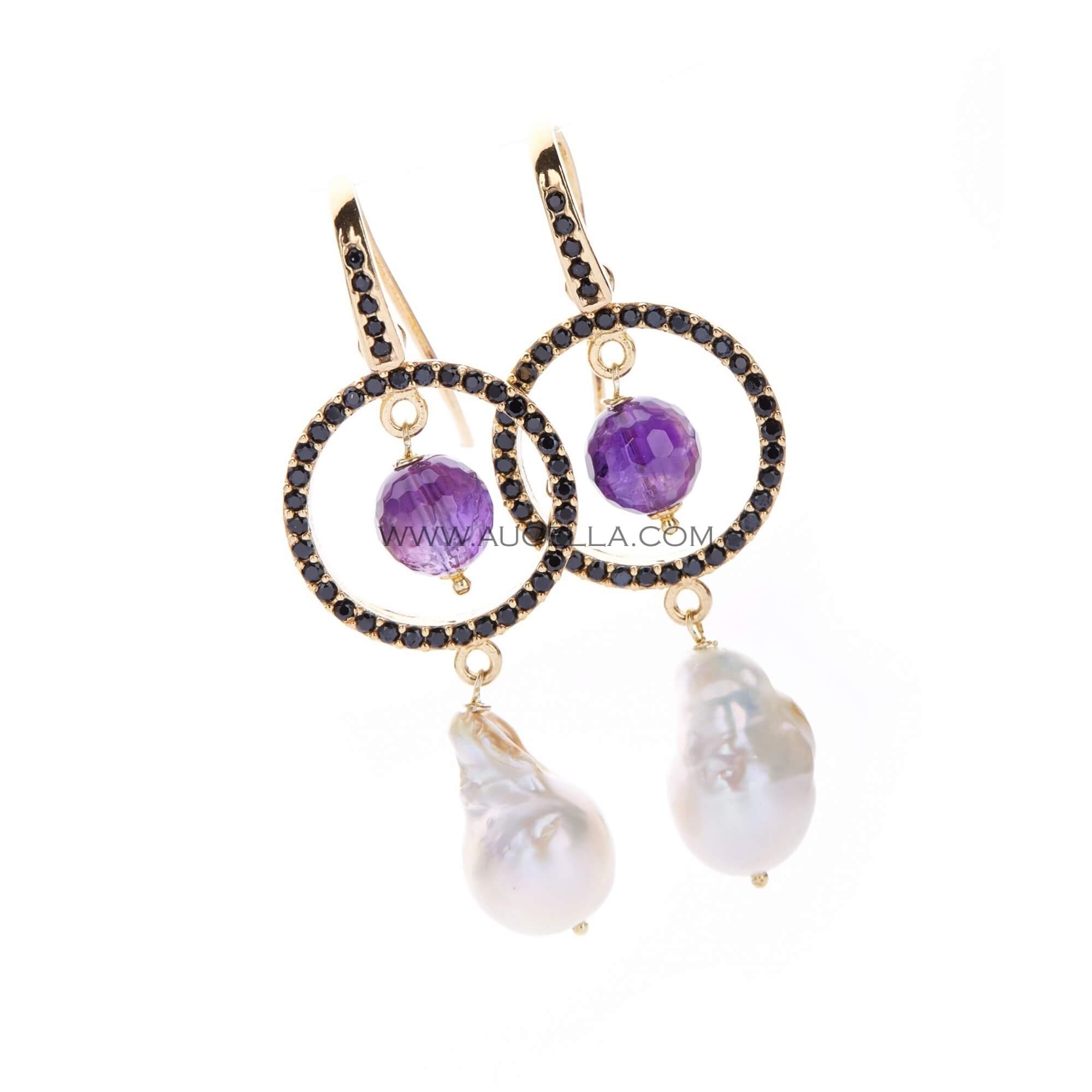 Orecchini perle fresh water zirconi e argento
