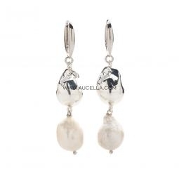 Earrings with natural fresh water set in silver 