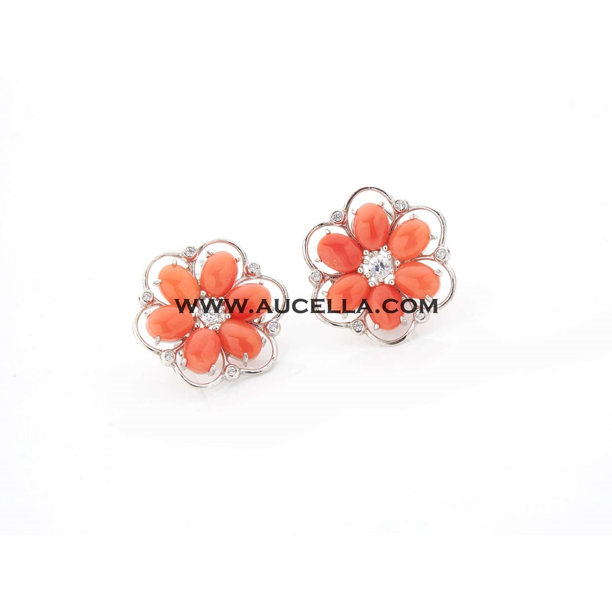 Orecchini modello fiore corallo rosa