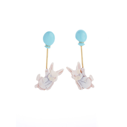 Earrings set in silver with rabbit shape cameos