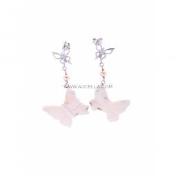 Farfalle incise a mano su cammei e montate in argento