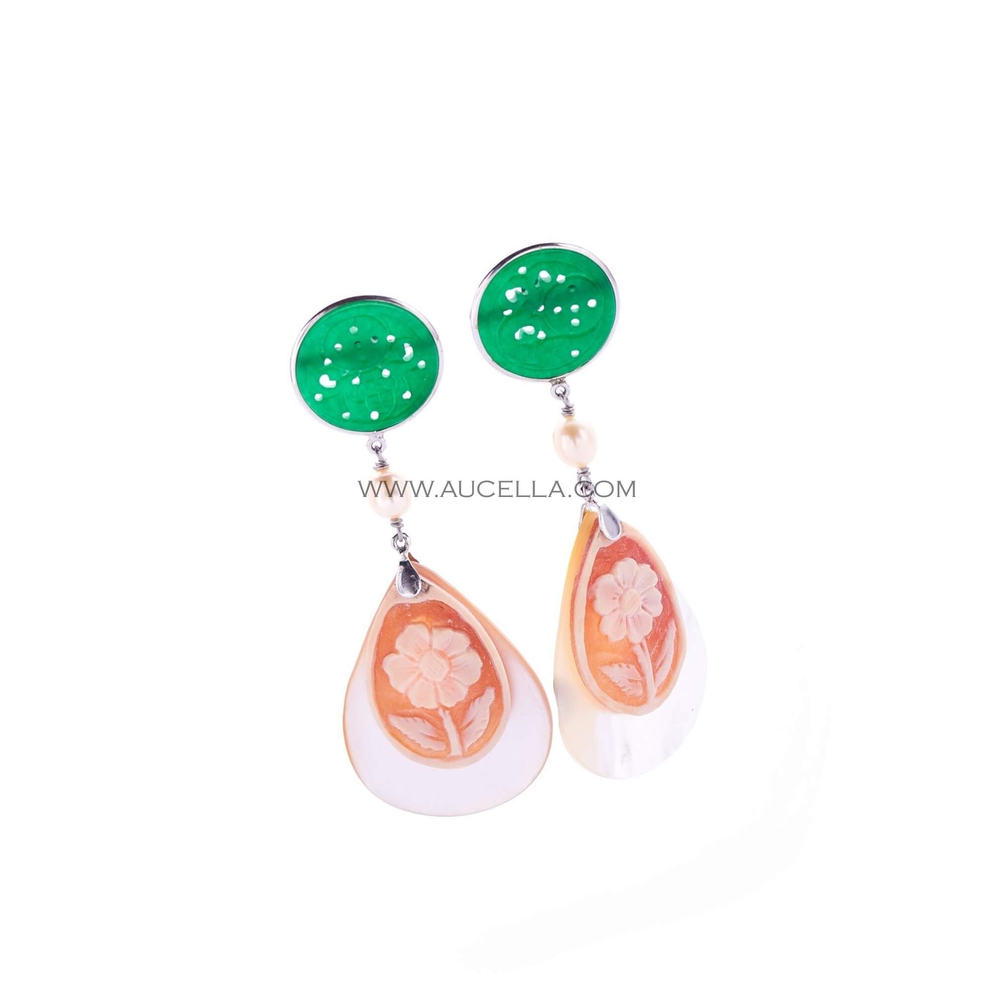 Natural seashell cameos set in silver