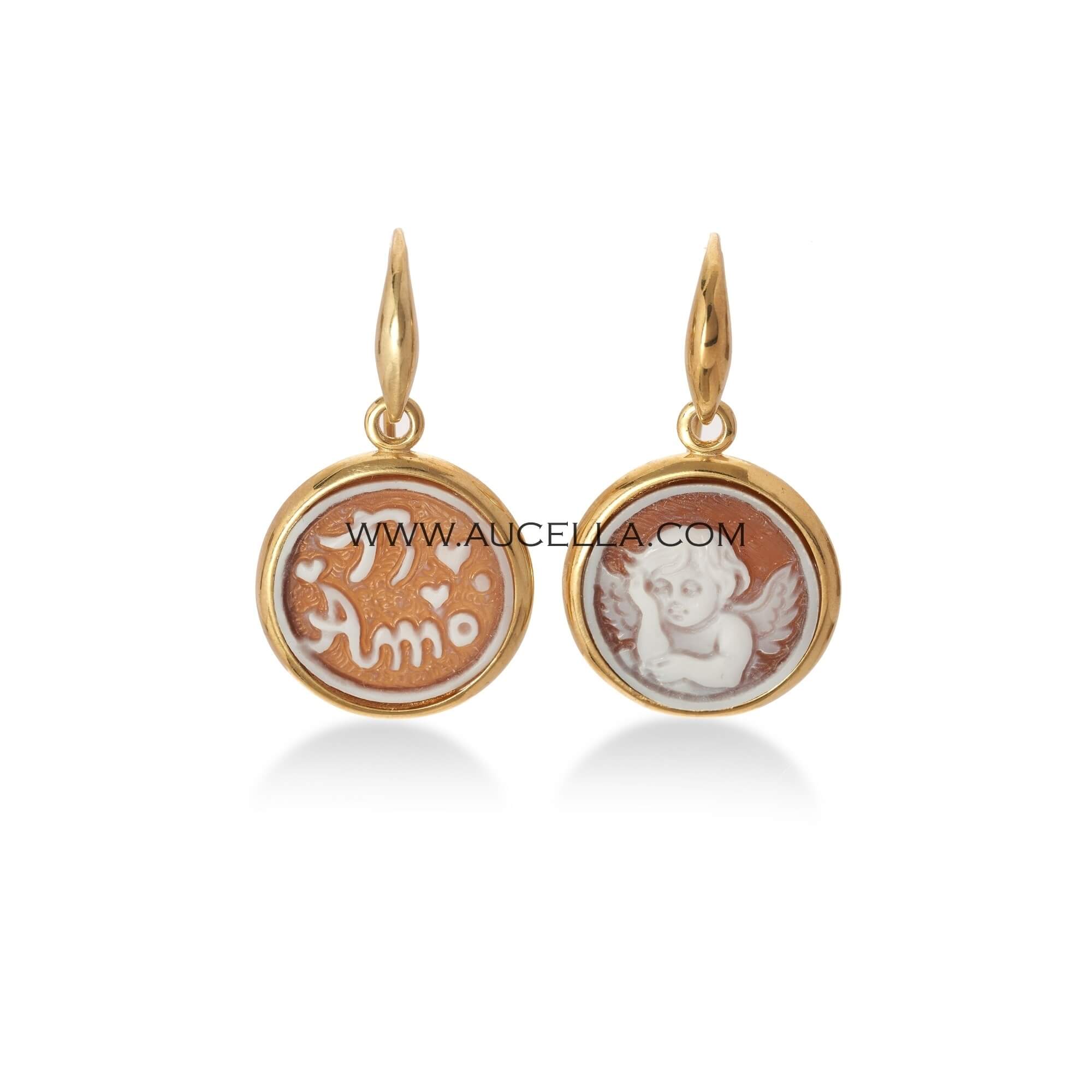 Earrings made with natural cameos set in silver