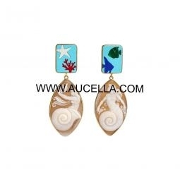 Earrings set in silver with cameos and mosaic 