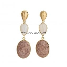 Orecchini in argento con cammeo di pietra lavica