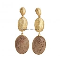 Earrings with lava stones cameos handmade