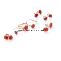 Anello con spole corallo rosso rosa 5x7