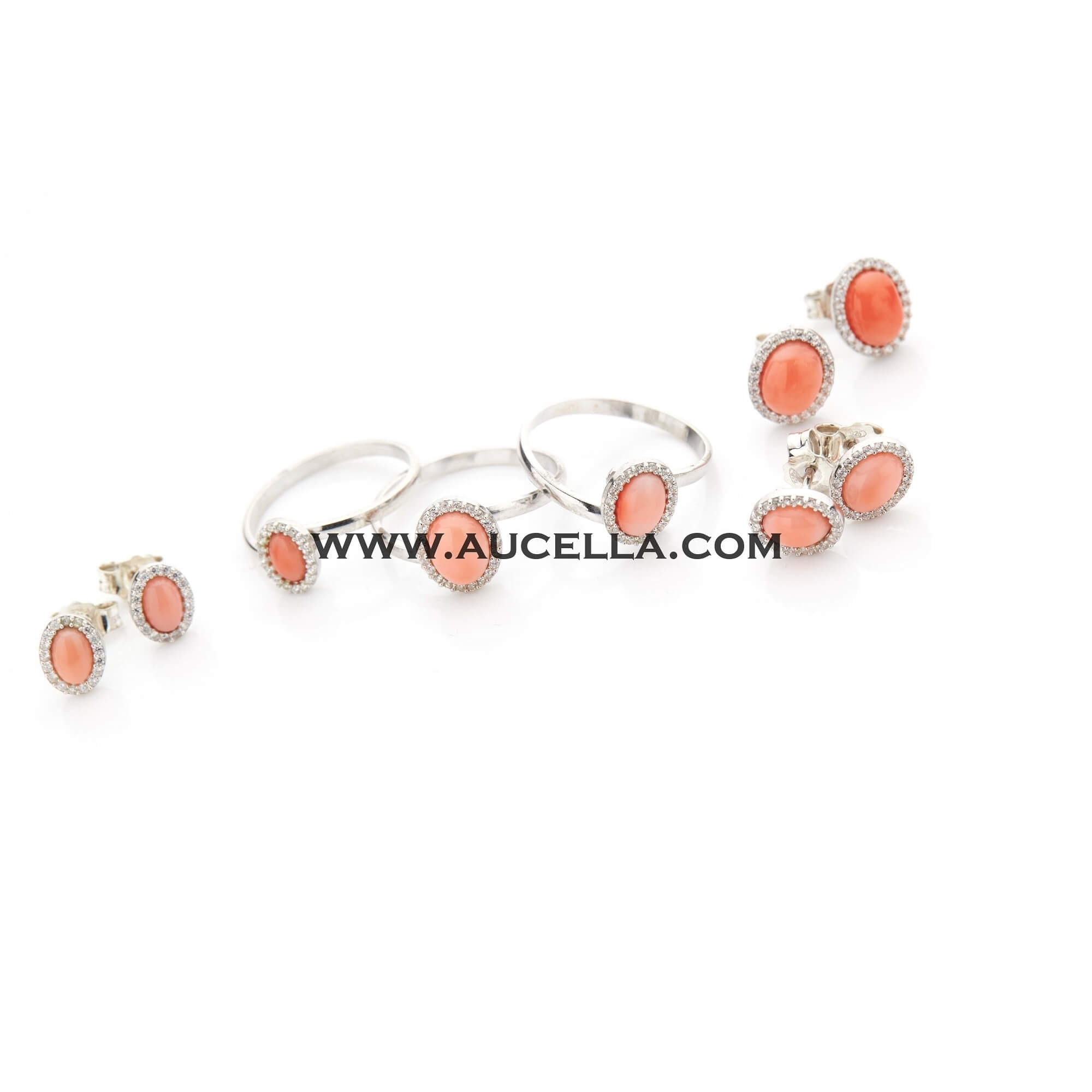 Pink coral ring 6x8 mm 