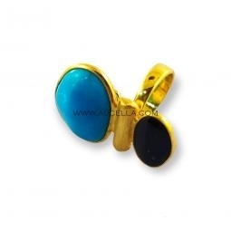 Anello in argento 925 con turchese naturale e onice 