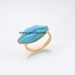 Anello con bocca in turchese celeste naturale 