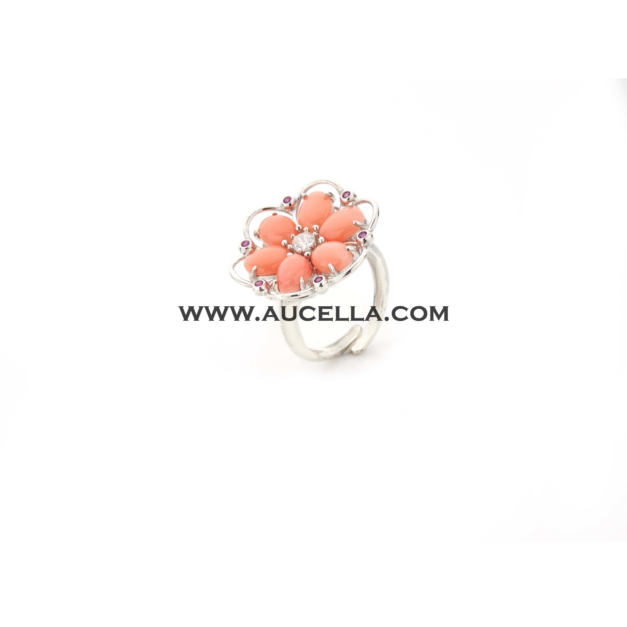 Anello modello fiore corallo rosa