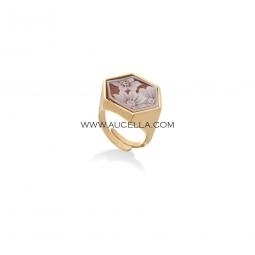 Anello in argento con cammeo stile floreale 