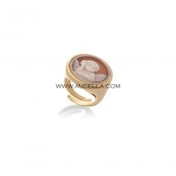 Silver ring set with natural seashell cameo