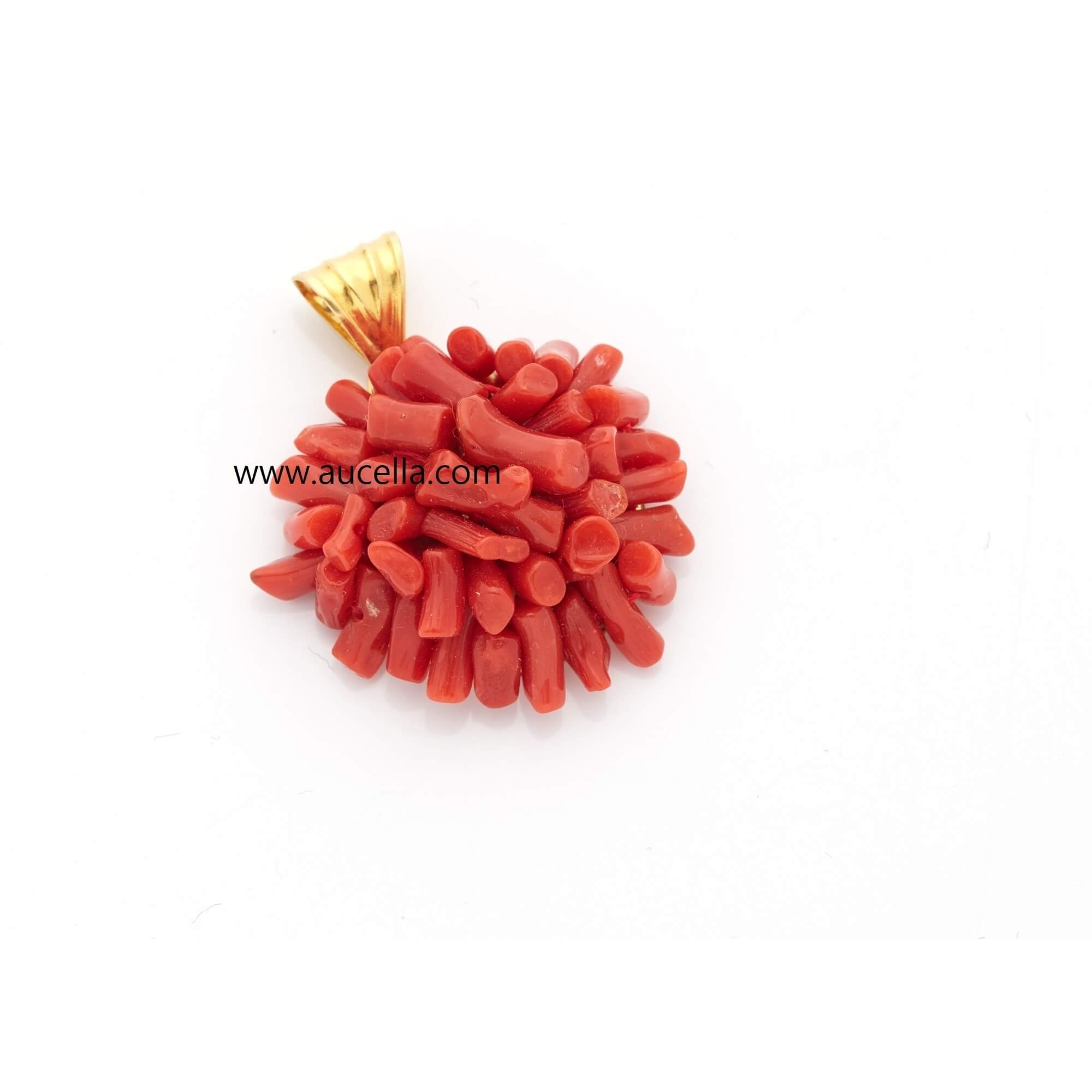 Pendant red coral with silver 