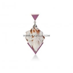 Pendant set in silver with seashell cameo