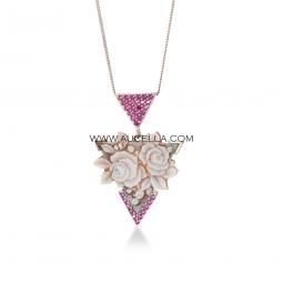Pendant made with natural seashell cameo and silver 