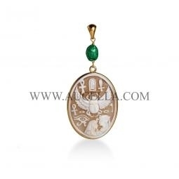 Pendant set in silver with natural sardonix cameo